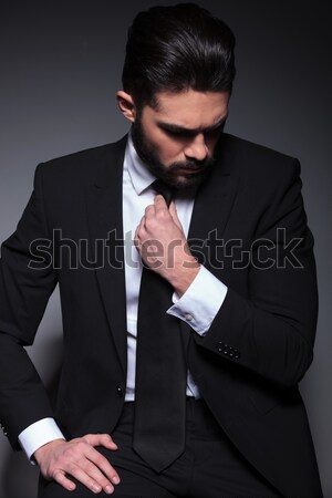 Foto stock: Jóvenes · moda · hombre · abajo · empate