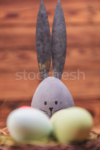Anlamaya büyük demir kulaklar paskalya yumurtası sevimli Stok fotoğraf © feedough