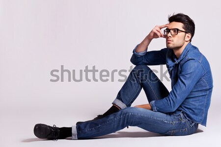 Stock photo: Man with beard sitting