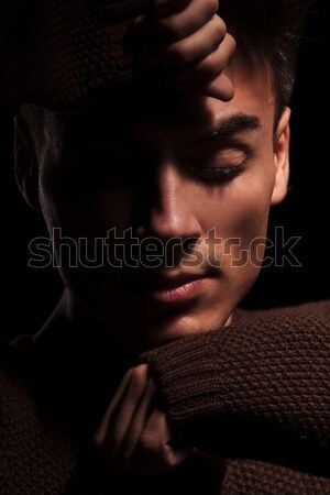 Férfi arc kezek afroamerikai férfi fekete közelkép Stock fotó © feedough