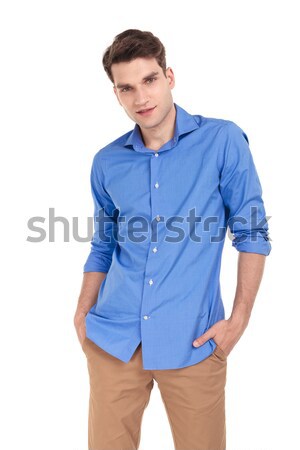 Młody człowiek jeden strony kieszeni atrakcyjny Zdjęcia stock © feedough