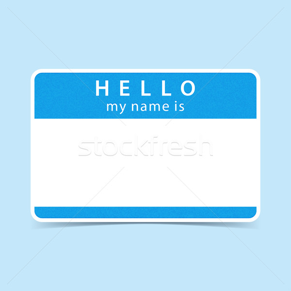 Niebieski tag naklejki Hello mój nazwa Zdjęcia stock © feelisgood