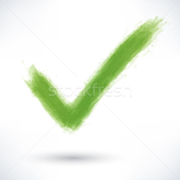 Green check mark sign with gray shadow Stock photo © feelisgood