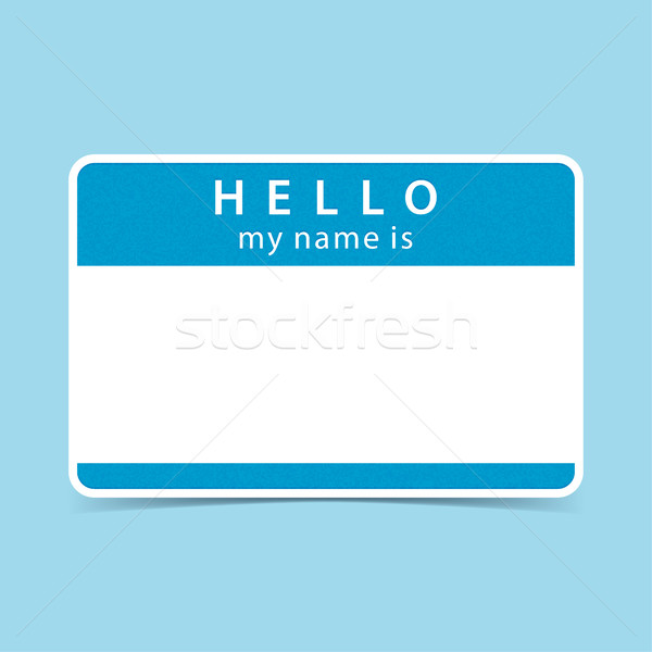 синий тег наклейку привет название Сток-фото © feelisgood