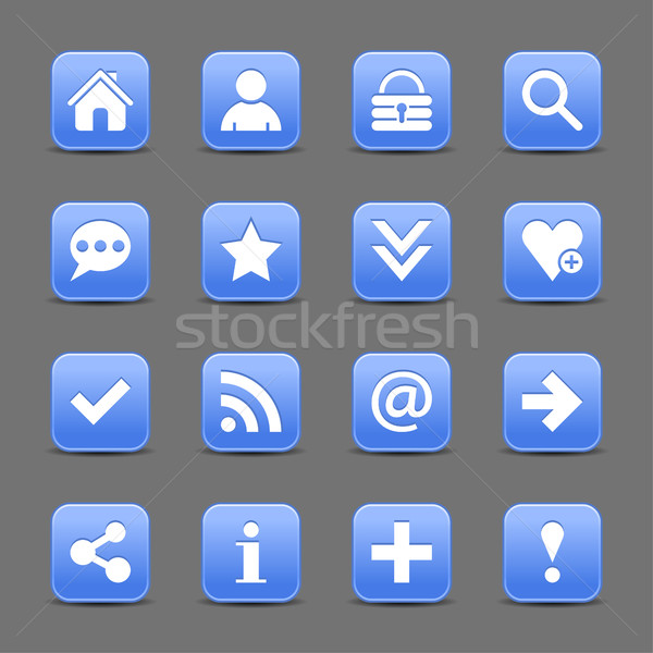 Blue satin icon web button with white basic sign Stock photo © feelisgood