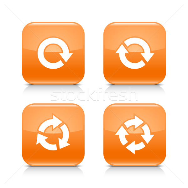 Narancs ikon frissít rotáció ismétlés felirat Stock fotó © feelisgood