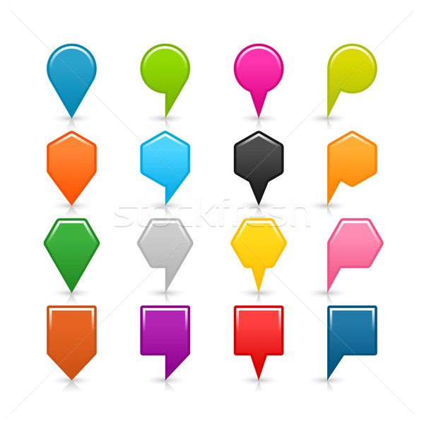 Colored map pin sign icon with gray shadow Stock photo © feelisgood