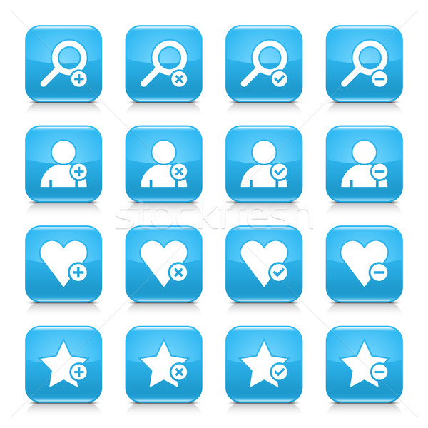 Blue additional sign square icon web button Stock photo © feelisgood