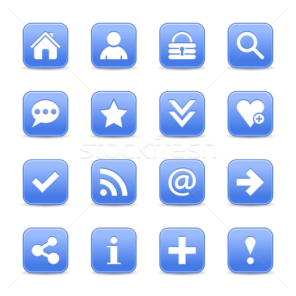 ストックフォト: 青 · サテン · アイコン · webボタン · 白 · 基本