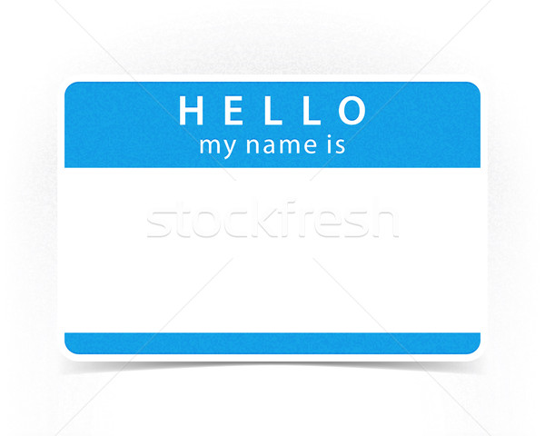 Blue color name tag blank sticker HELLO Stock photo © feelisgood