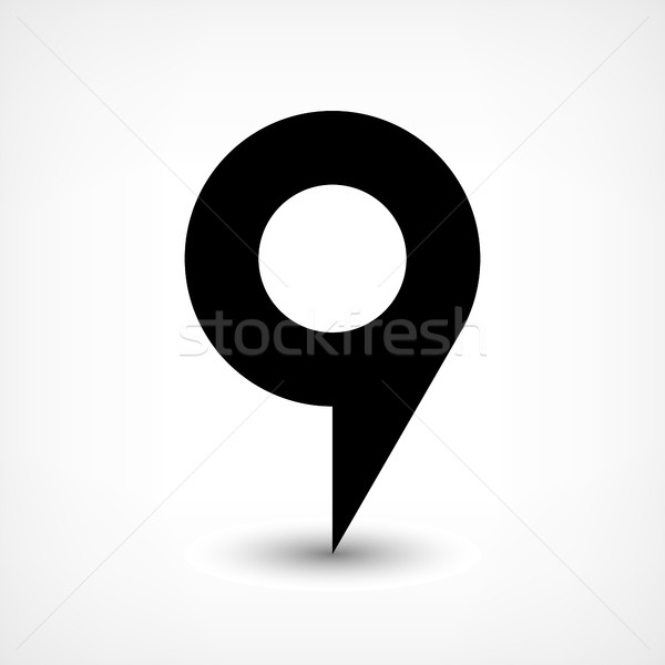 Stock photo: Blabk map pin flat location sign blank circle icon