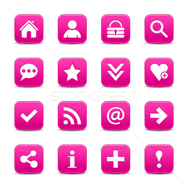 Pink satin icon web button with white basic sign Stock photo © feelisgood