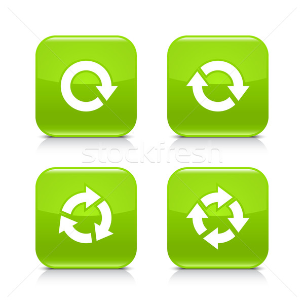 Stock photo: Green arrow refresh, reload, rotation, repeat icon