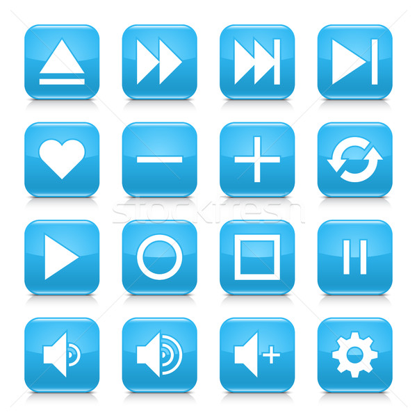Blue media sign rounded square icon web button Stock photo © feelisgood
