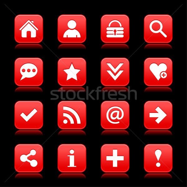 Czerwony satyna ikona biały podstawowy Zdjęcia stock © feelisgood