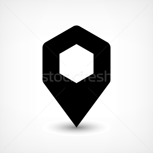 Negru hartă pinul locatie semna hexagon Imagine de stoc © feelisgood