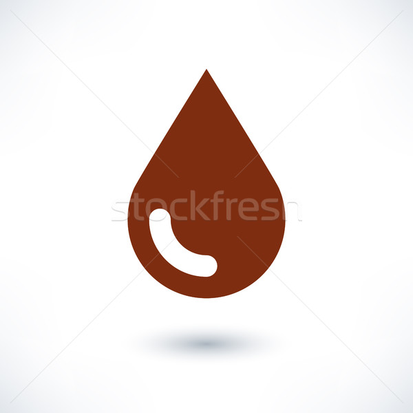 Brown color drop icon with gray shadow on white Stock photo © feelisgood