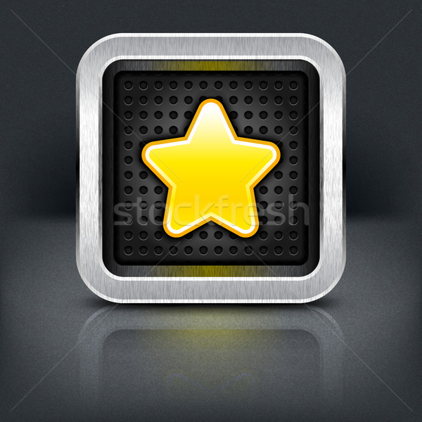 Geel goud star icon chroom metaal Stockfoto © feelisgood