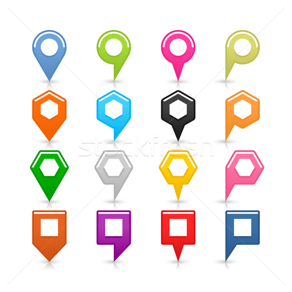 Stock photo: Set map pin sign location icon with shadow
