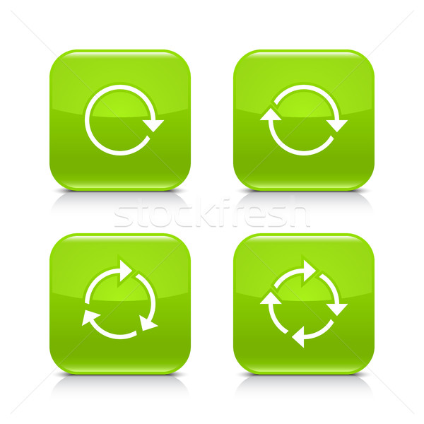 Stock photo: Green arrow refresh, reload, rotation, repeat icon