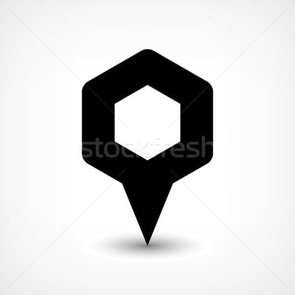 Negru hartă pinul locatie semna hexagon Imagine de stoc © feelisgood