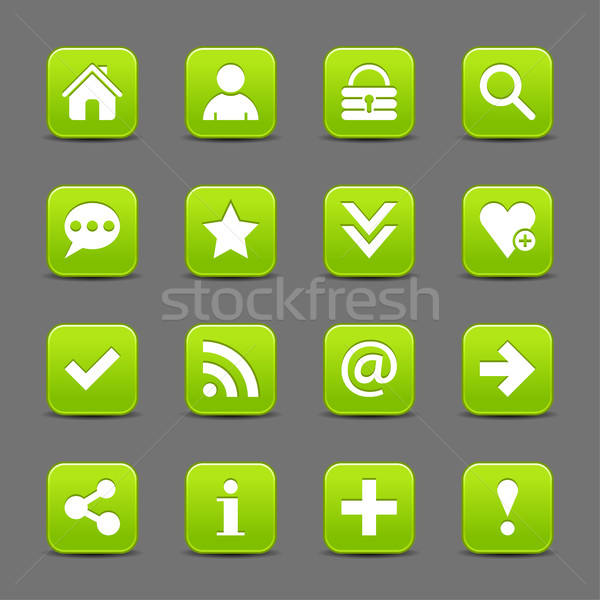 Green satin icon web button with white basic sign Stock photo © feelisgood
