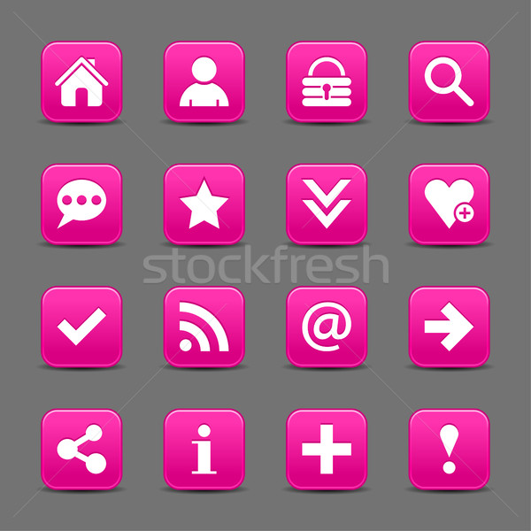 Pink satin icon web button with white basic sign Stock photo © feelisgood