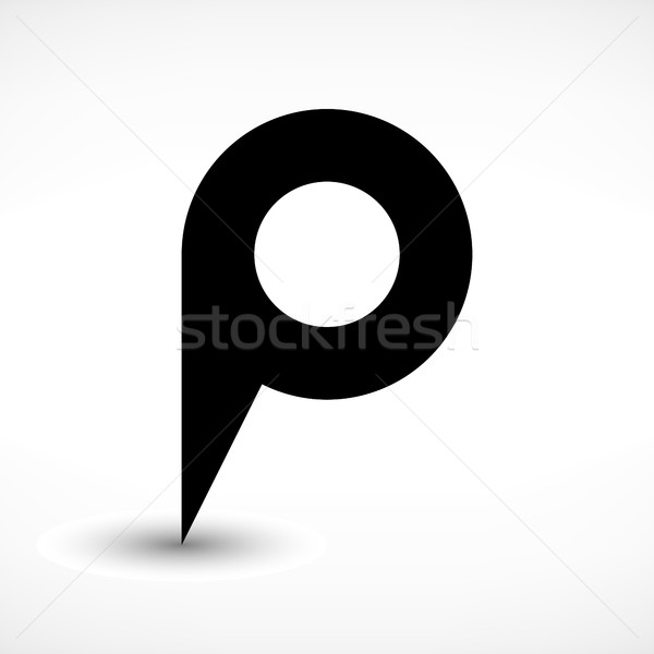 Blabk map pin flat location sign blank circle icon Stock photo © feelisgood