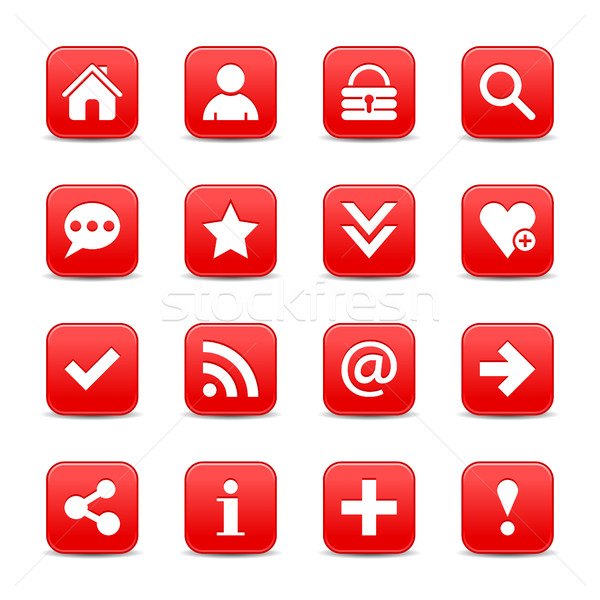 Red satin icon web button with white basic sign Stock photo © feelisgood
