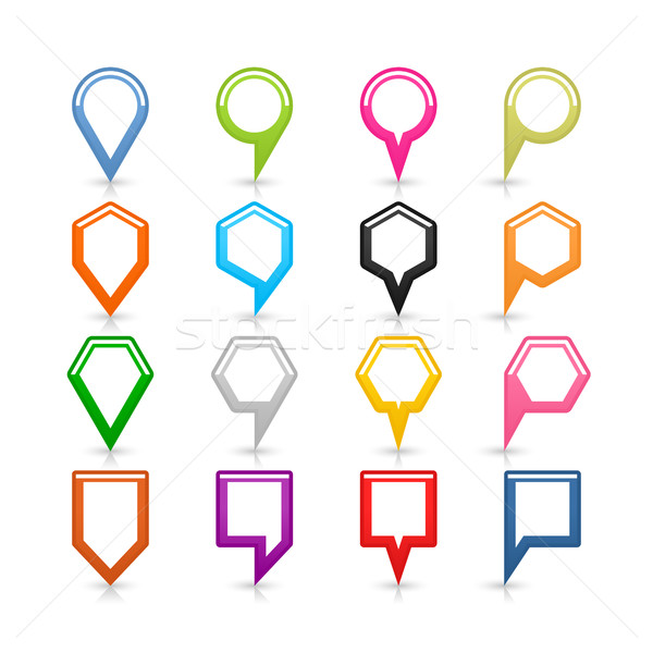 Flat icon set map pin sign with shadow Stock photo © feelisgood