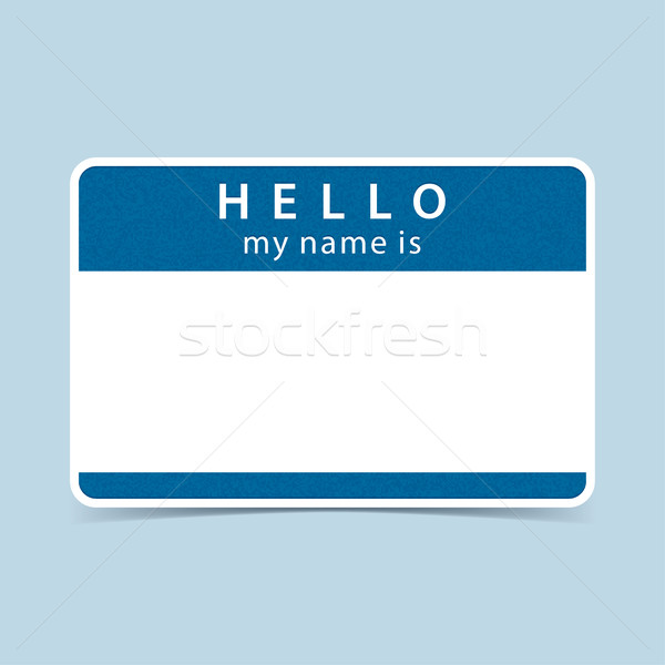 Kék címke matrica hello enyém név Stock fotó © feelisgood