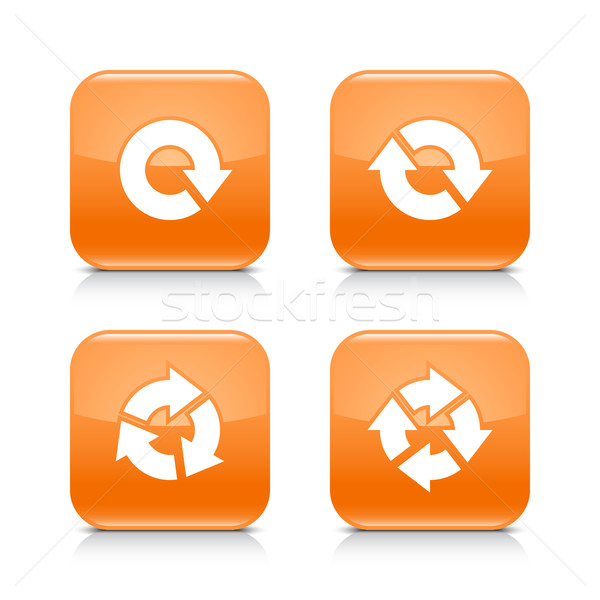 Orange icon refresh reload, rotation, repeat sign Stock photo © feelisgood