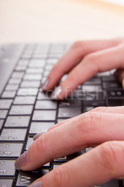 hands of business woman typing on laptop keyboard Stock photo © feelphotoart