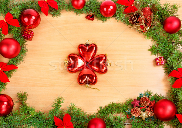 Foto stock: Ano · novo · decoração · pinho · vermelho