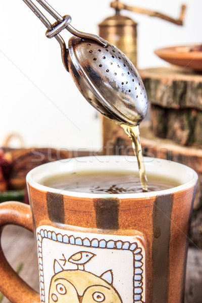 Kubek herbaty vintage miłości kawy tle Zdjęcia stock © feelphotoart