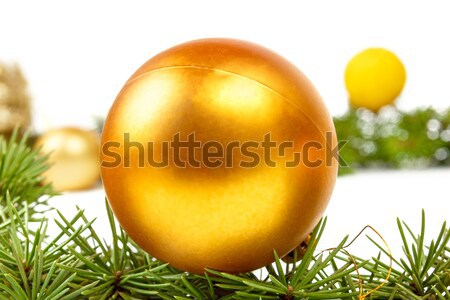 Decoración pino abeto amarillo ornamento pelota Foto stock © feelphotoart