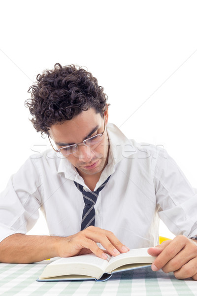 man in the shirt reads book Stock photo © feelphotoart