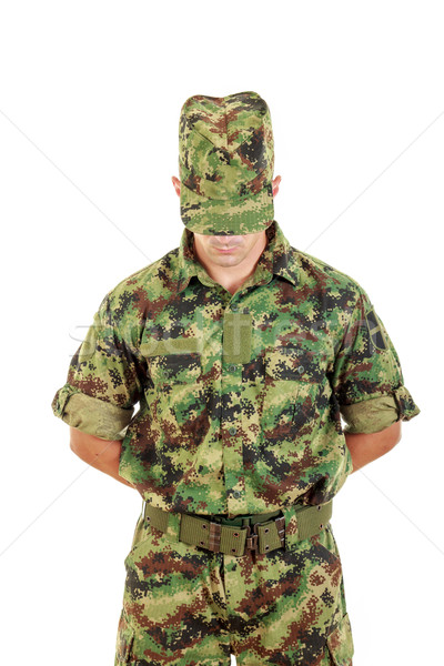 Security soldier in military police standing in defence Stock photo © feelphotoart
