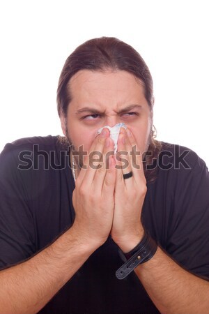 Grypa nosa chorych człowiek biały osoby Zdjęcia stock © feelphotoart