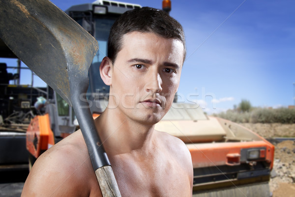 Young paver on job. Paving a new street  Stock photo © Fernando_Cortes