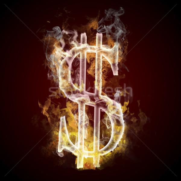 Dollar symbole brûlant feu signe [[stock_photo]] © Fernando_Cortes