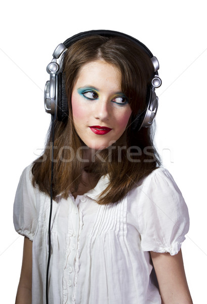 Genç kız kulaklık genç güzel kız yüz Stok fotoğraf © Fernando_Cortes