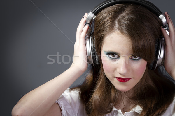 Belo menina feliz ouvir música beautiful girl escuta música Foto stock © Fernando_Cortes