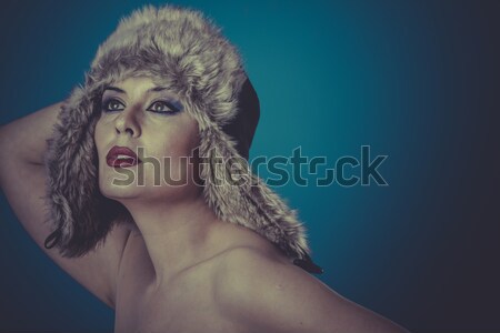 холодно зима женщину музыку лице женщины Сток-фото © Fernando_Cortes
