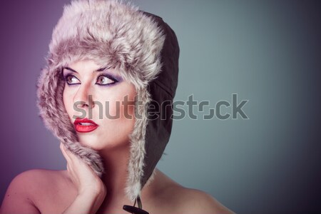 Inverno mulher neve retrato música cara Foto stock © Fernando_Cortes