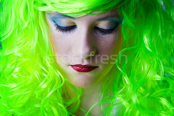 Verde fadas menina cabeça para baixo olhando Foto stock © Fernando_Cortes