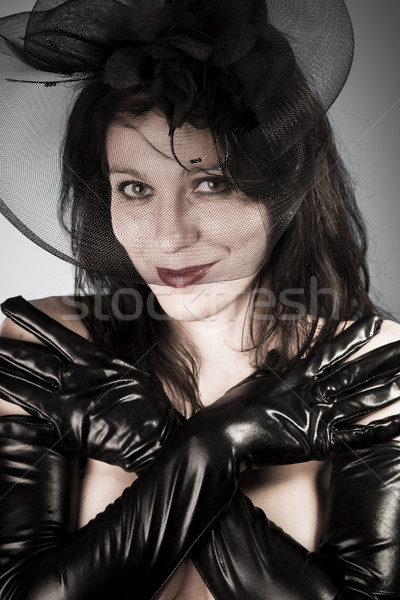 Güzel Retro kız siyah sevimli Stok fotoğraf © Fernando_Cortes