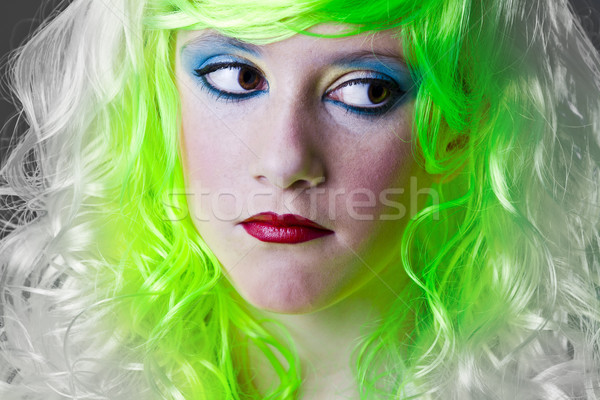 Triest groene fairy meisje gezicht licht Stockfoto © Fernando_Cortes