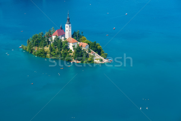 Tó nyár Szlovénia Európa víz hegy Stock fotó © Fesus