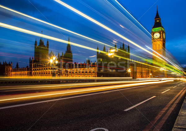 Stock fotó: Big · Ben · éjszaka · London · házak · parlament · égbolt